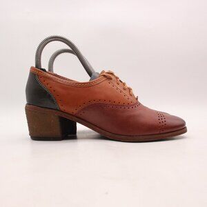 Kickers Heeled Oxfords Brown Leather Women's Size EU 37 Lace Up